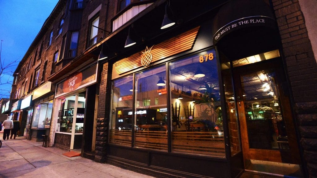 Exterior of Civil Liberties cocktail bar on Bloor Street West Bartender-led cocktails without a printed menu